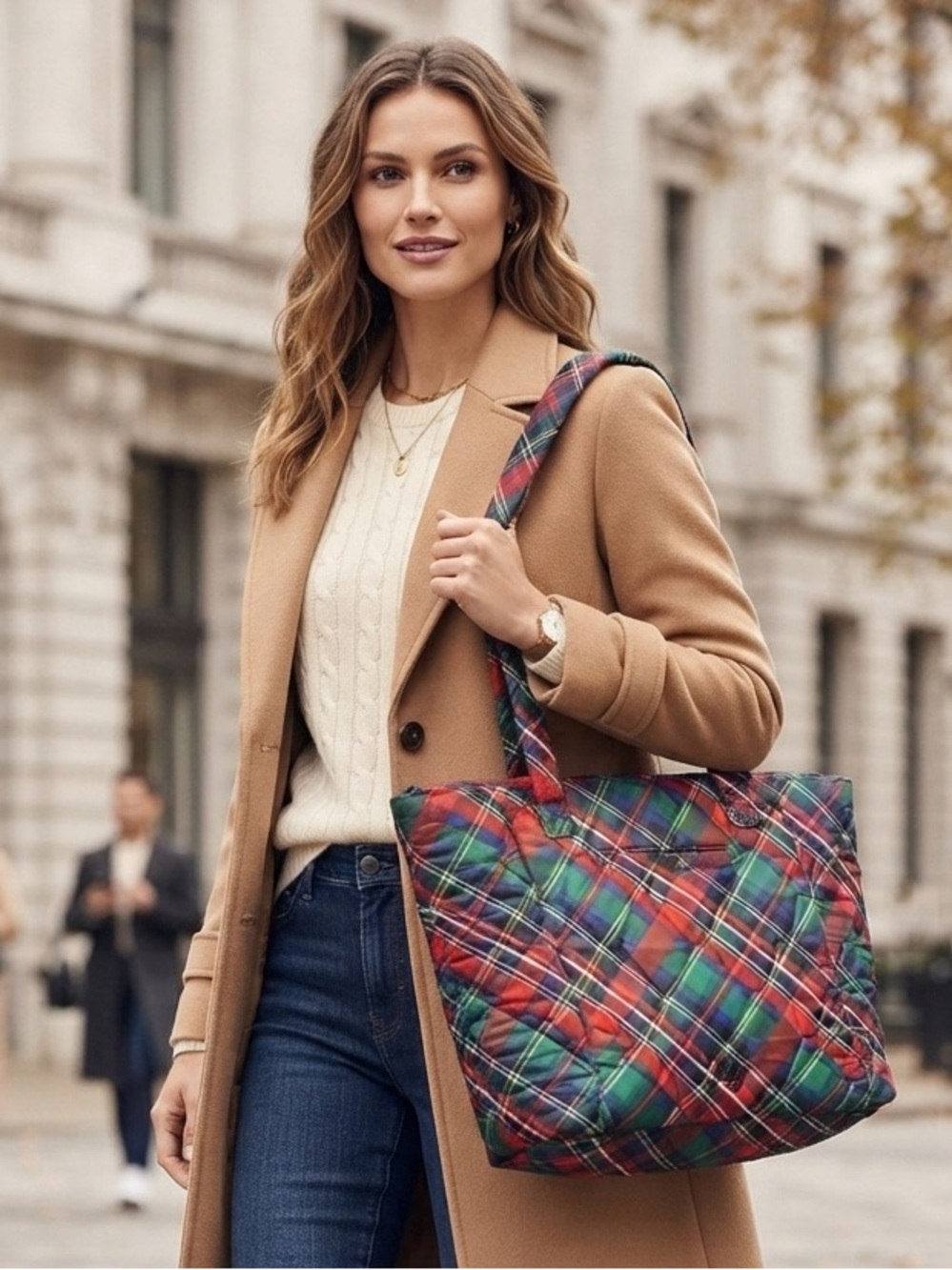 Lug Two Step Tote Bag Tartan Plaid 2 sides one Insulated